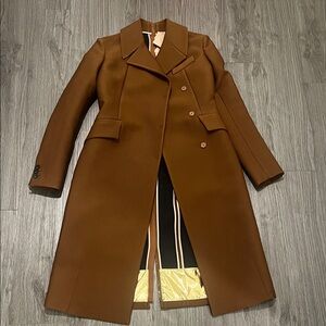 NWT No. 21 Jacket Brown Women's Trench Coat Gold 40 $1650